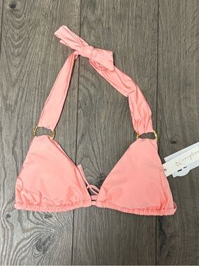 Pink halter bikini top